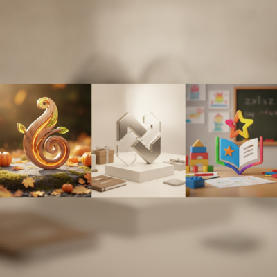 3D logo's in verschillende omgevingen